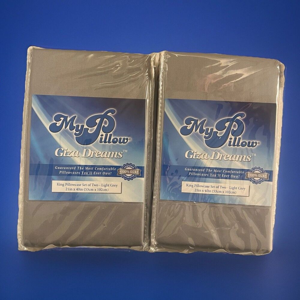 My Pillow Giza Dreams King Pillowcases Set Of 4 Light Grey 21X40” 100% Cotton